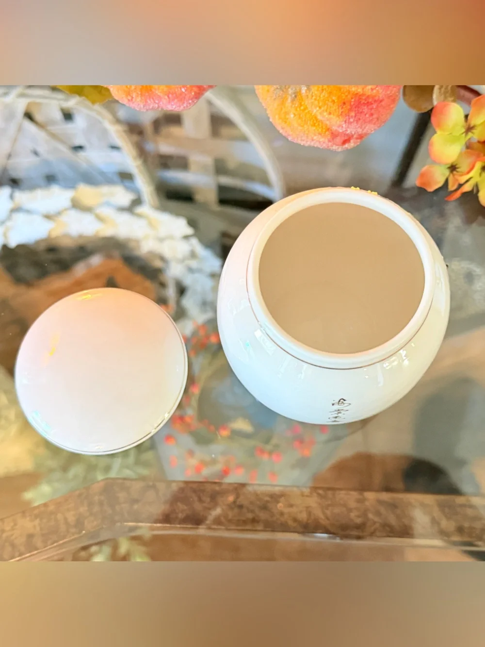 Vintage Teavana Sky-Bird fine Porcelain Tea Canister with Hand-Painted Bird